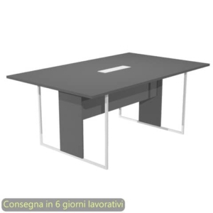 Tavolo riunioni con top access Bianco 180x110xh.74,4 cm strutura in metallo Bianco Blade Artexport piano Antracite-0