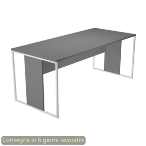 Scrivania piano Antracite 180x80x74,4 cm gamba a pannello con anello in metallo Bianco linea Blade Artexport - 415-T-AN-0