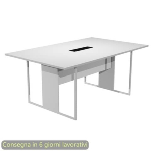 Tavolo riunioni con top access Nero 180x110xh.74,4 cm strutura in metallo Bianco Blade Artexport piano Bianco-0