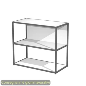 Libreria a giorno bassa 90x44xh.80 cm struttura metallo Antracite Artexport Blade ripiani Bianchi - 270-AF+RP4-3-0