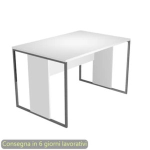 Scrivania piano Bianco 120x80xh.74,4 cm gamba a pannello con anello in metallo Antracite Blade Artexport - 414-3-AF-0