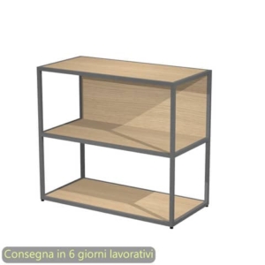 Libreria a giorno bassa 90x44xh.80 cm struttura metallo Antracite Artexport Blade ripiani Rovere - 270-AF+RP4-C-0