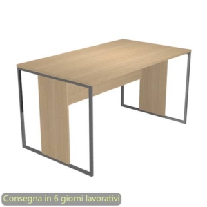 Scrivania piano Rovere 140x80xh.74,4 cm gamba a pannello con anello in metallo Antracite Blade Artexport - 412-C-AF-0