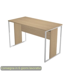 Scrivania piano Rovere 120x60xh.74,4 cm gamba a pannello con anello in metallo Bianco linea Blade Artexport - 484-C-AN-0