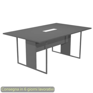 Tavolo riunioni con top access Bianco 180x110xh.74,4 cm strutura in metallo Antracite Blade Artexport piano Antracite-0