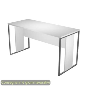 Scrivania piano Bianco 140x60xh.74,4 cm gamba a pannello con anello in metallo Antracite Blade Artexport - 482-3-AF-0