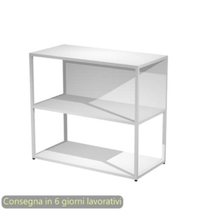 Libreria a giorno bassa 90x44xh.80 cm struttura metallo Bianca Artexport Blade ripiani Bianchi - 270-AN+RP4-3-0