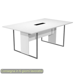 Tavolo riunioni con top access Nero 180x110xh.74,4 cm strutura in metallo Antracite Blade Artexport piano Bianco-0