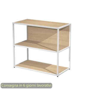 Libreria a giorno bassa 90x44xh.80 cm struttura metallo Bianca Artexport Blade ripiani Rovere - 270-AN+RP4-C-0