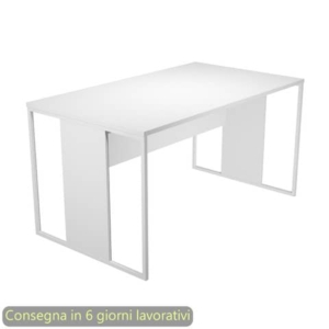 Scrivania piano Bianco 140x80xh.74,4 cm gamba a pannello con anello in metallo Bianco linea Blade Artexport - 412-3-AN-0
