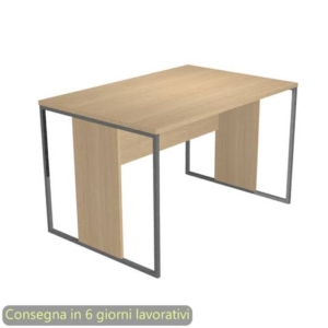 Scrivania piano Rovere 120x80xh.74,4 cm gamba a pannello con anello in metallo Antracite Blade Artexport - 414-C-AF-0