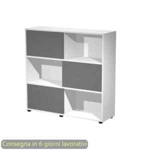 Libreria media 120x35xh.116,2 cm con 3 ante scorrevoli struttura Bianca Blade Artexport ante Antracite - 17065/3T-0