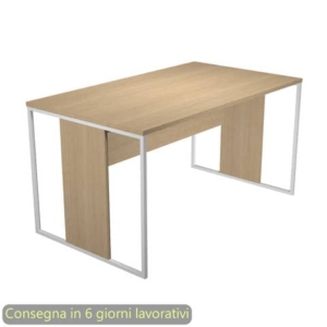 Scrivania piano Rovere 140x80xh.74,4 cm gamba a pannello con anello in metallo Bianco linea Blade Artexport - 412-C-AN-0
