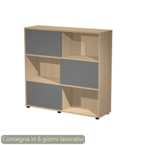 Libreria media 120x35xh.116,2 cm con 3 ante scorrevoli struttura Rovere Blade Artexport ante Antracite - 17065/CT-0