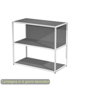 Libreria a giorno bassa 90x44xh.80 cm struttura metallo Bianca Artexport Blade ripiani Antracite - 270-AN+RP4-T-0