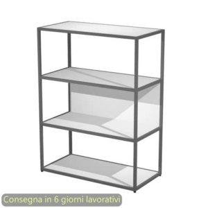 Libreria a giorno media 90x44xh.119 cm struttura metallo Antracite Artexport Blade ripiani Bianchi - 280-AF+RP5-3-0
