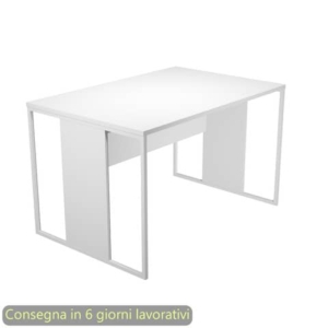 Scrivania piano Bianco 120x80xh.74,4 cm gamba a pannello con anello in metallo Bianco linea Blade Artexport - 414-3-AN-0