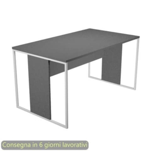 Scrivania piano Antracite 140x80x74,4 cm gamba a pannello con anello in metallo Bianco linea Blade Artexport - 412-T-AN-0