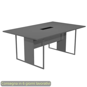 Tavolo riunioni con top access Nero 180x110xh.74,4 cm strutura in metallo Antracite Blade Artexport piano Antracite-0