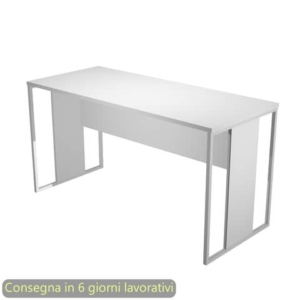 Scrivania piano Bianco 140x60xh.74,4 cm gamba a pannello con anello in metallo Bianco linea Blade Artexport - 482-3-AN-0