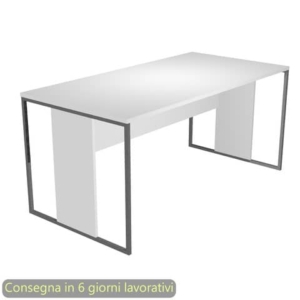 Scrivania piano Bianco 160x80xh.74,4 cm gamba a pannello con anello in metallo Antracite Blade Artexport - 413-3-AF-0