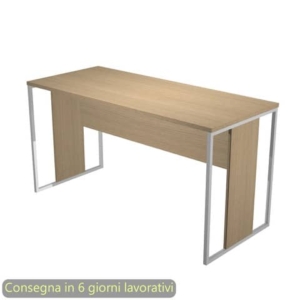 Scrivania piano Rovere 140x60xh.74,4 cm gamba a pannello con anello in metallo Bianco linea Blade Artexport - 482-C-AN-0