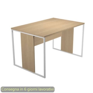 Scrivania piano Rovere 120x80xh.74,4 cm gamba a pannello con anello in metallo Bianco linea Blade Artexport - 414-C-AN-0