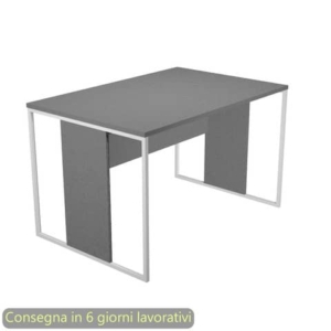 Scrivania piano Antracite 120x80x74,4 cm gamba a pannello con anello in metallo Bianco linea Blade Artexport - 414-T-AN-0
