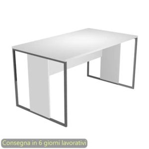 Scrivania piano Bianco 140x80xh.74,4 cm gamba a pannello con anello in metallo Antracite Blade Artexport - 412-3-AF-0