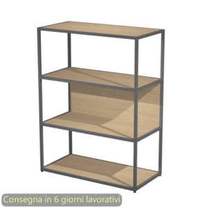 Libreria a giorno media 90x44xh.119 cm struttura metallo Antracite Artexport Blade ripiani Rovere - 280-AF+RP5-C-0