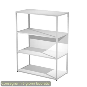Libreria a giorno media 90x44xh.119 cm struttura metallo Bianca Artexport Blade ripiani Bianchi - 280-AN+RP5-3-0