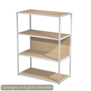Libreria a giorno media 90x44xh.119 cm struttura metallo Bianca Artexport Blade ripiani Rovere - 280-AN+RP5-C-0
