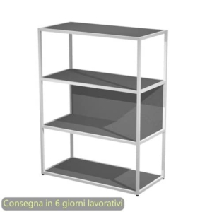 Libreria a giorno media 90x44xh.119 cm struttura metallo Bianca Artexport Blade ripiani Antracite - 280-AN+RP5-T-0