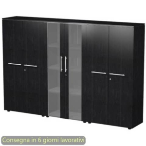 Composizione 3 armadi medi con ante 162,8x43xh.158,2 cm Flora Artexport Nero venato frassino - 937T-73x2-74/8-0