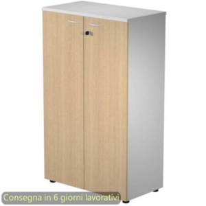 Mobile medio con serratura Presto 80x44xh.120 cm - struttura Grigia ante Rovere Artexport - 535-69M/C-0