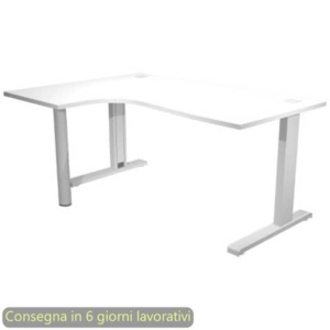 Scrivania angolare sinistra piano Bianco 160x120/80/60xh.73 cm gamba ad L metallo Grigia Flex Artexport - URB/T-CP18SX/3-0