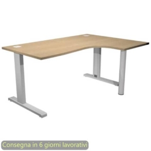 Scrivania angolare destra piano Rovere 160x120/80/60xh.73 cm gamba ad L metallo Grigia Flex Artexport - URB/T-CP18DX/C-0