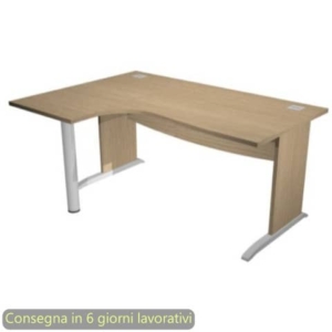 Scrivania angolare sinistra piano Rovere 160x120/80/60xh.73 cm gamba ad L in melaminico Compact Flex - JPL/CP16SX/C-0