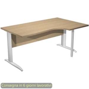Scrivania angolare destra piano Rovere 160x60/80/100xh.72 cm gamba ad L metallo Grigio Presto Compact - 008K211/C/AA-0