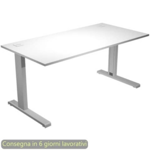 Scrivania piano Bianco 140x80xh.73 cm gamba ad L in metallo Grigio alluminio linea Flex Artexport - URB/T-140/3-0