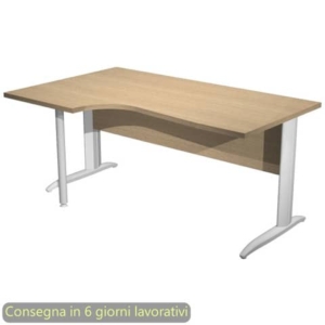 Scrivania angolare sinistra piano Rovere 160x60/80/100xh.72 cm gamba a L metallo Bianco - Presto Compact - 009K211/C/AN-0