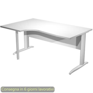 Scrivania angolare sinistra piano Bianco 160x60/80/100xh.72 cm gamba a L metallo Grigio Presto Compact - 009K211/3/AA-0