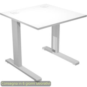 Scrivania piano Bianco 80x80xh.73 cm gamba ad L in metallo Grigio alluminio linea Flex Artexport - URB/T-80/3-0
