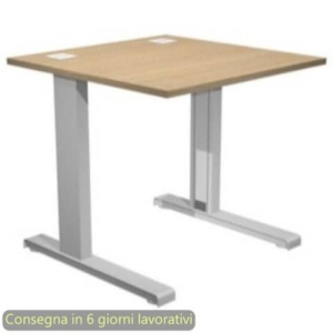 Scrivania piano Rovere 80x80xh.73 cm gamba ad L in metallo Grigio alluminio linea Flex Artexport - URB/T-80/C-0