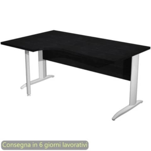 Scrivania angolare sinistra Nero venato frassino 160x60/80/100xh.72 cm gamba a L metallo Bianco - Presto Compact - 009K211/8/AN-0