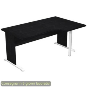 Scrivania angolare destra Nero Frassino 160x60/80/100xh.72 cm gamba a pannello e piede metallico Presto Compact 008L11/8-0