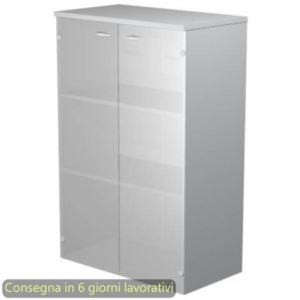 Mobile medio con ante in vetro satinato 80x35xh.120 cm 2 ripiani Presto Artexport Grigia - 035-69G/9-0