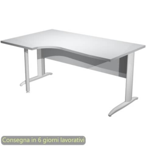 Scrivania angolare sinistra piano Grigio 160x60/80/100xh.72 cm gamba a L metallo Bianco - Presto Compact - 009K211/9/AN-0