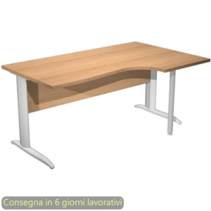 Scrivania angolare destra piano Faggio 160x60/80/100xh.72 cm gamba ad L metallo Grigio Presto Compact - 008K211/6/AA-0