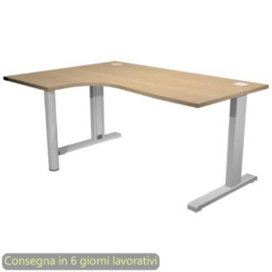 Scrivania angolare sinistra piano Rovere 160x120/80/60xh.73 cm gamba ad L metallo Grigia Flex Artexport - URB/T-CP16SX/C-0